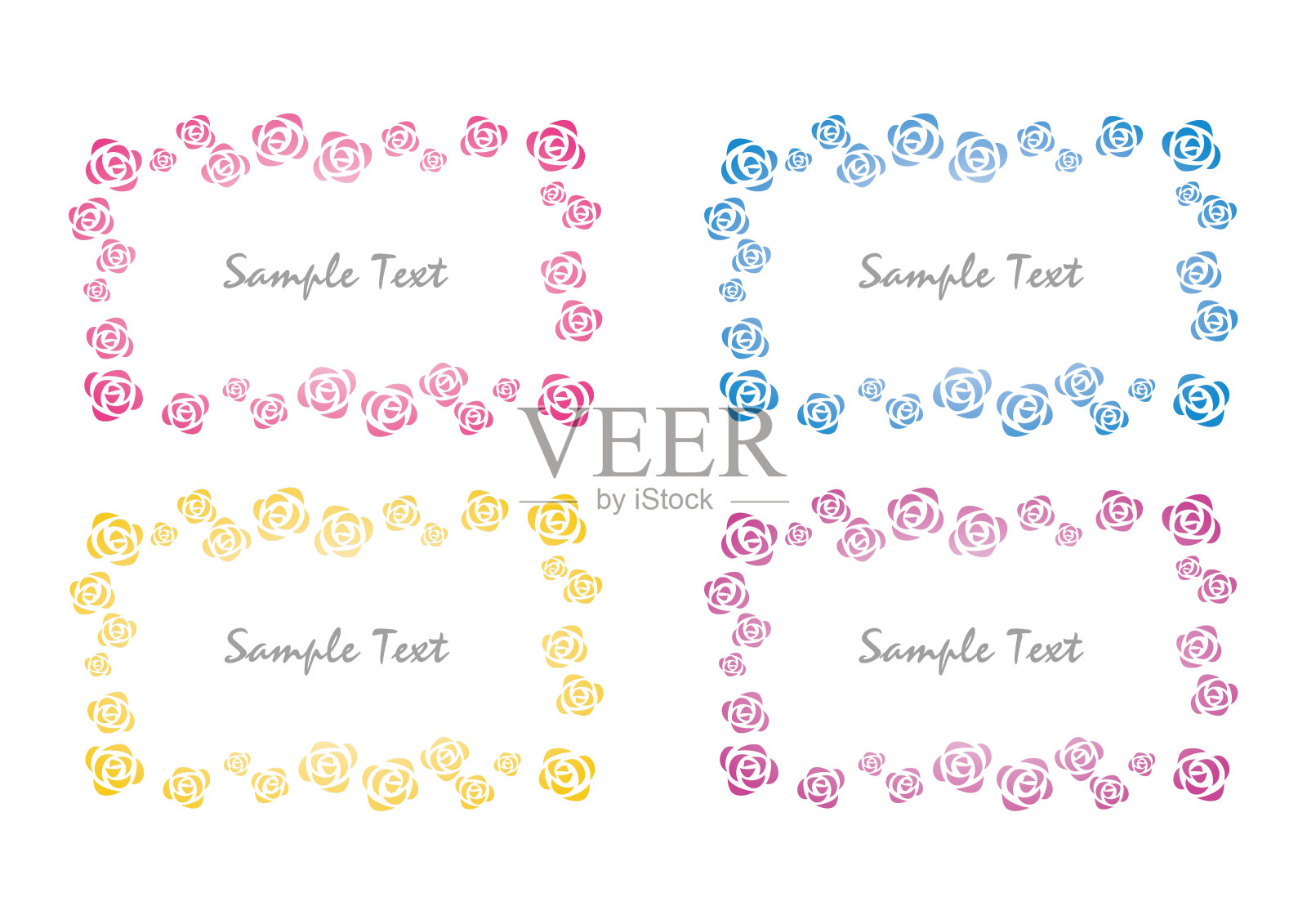 玫瑰框架集插画图片素材