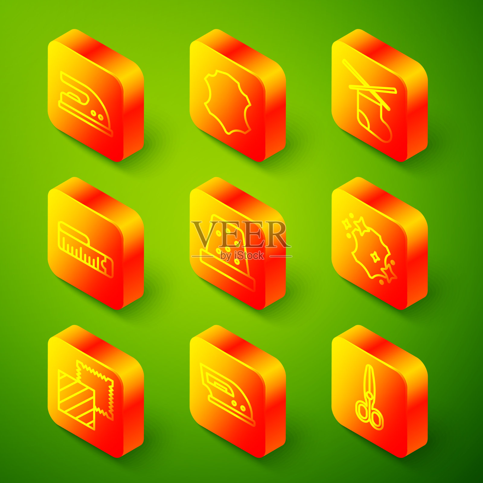 套线电熨斗皮革针织针图标素材