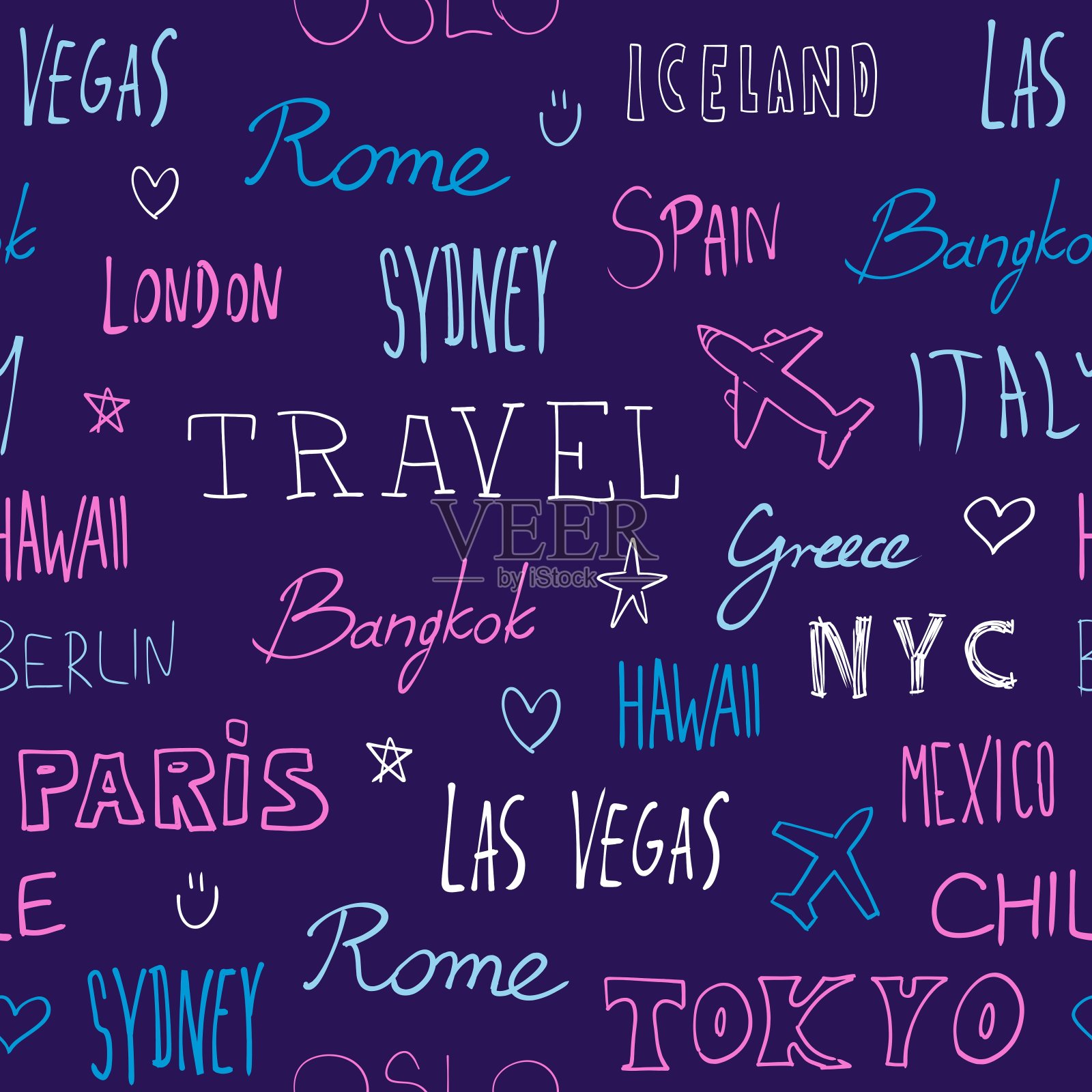 世界城市无缝矢量模式插画图片素材