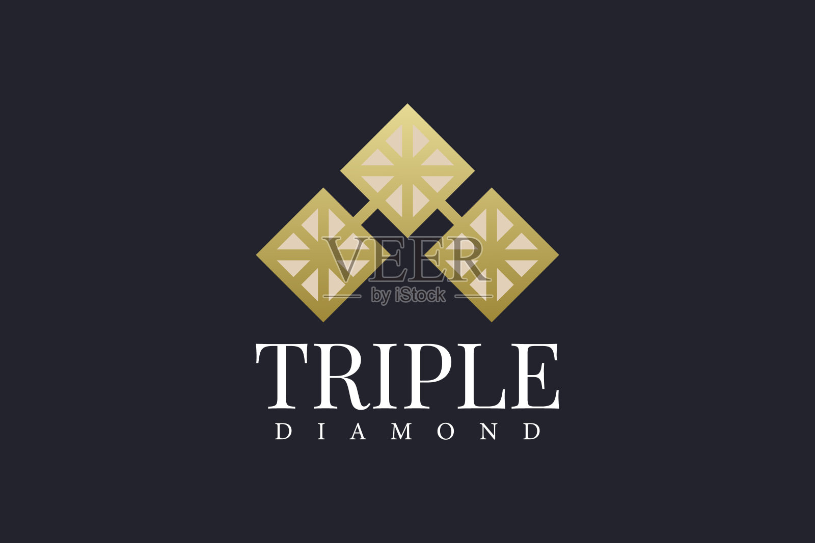 豪华三颗钻石标志概念,三颗钻石标志设计插画图片素材