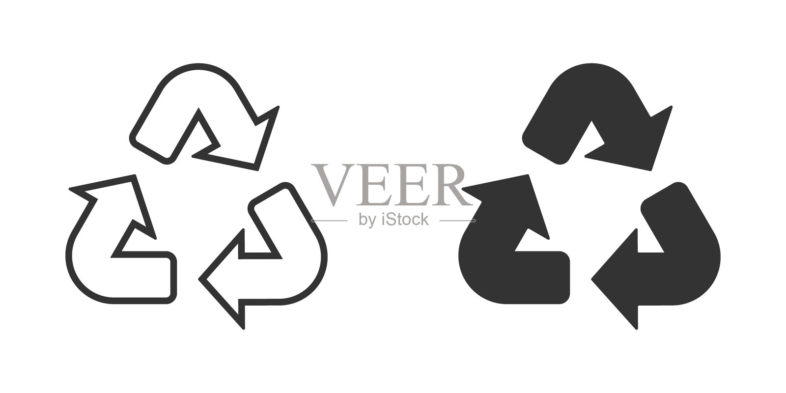 回收图标在平面风格重用白色图标素材