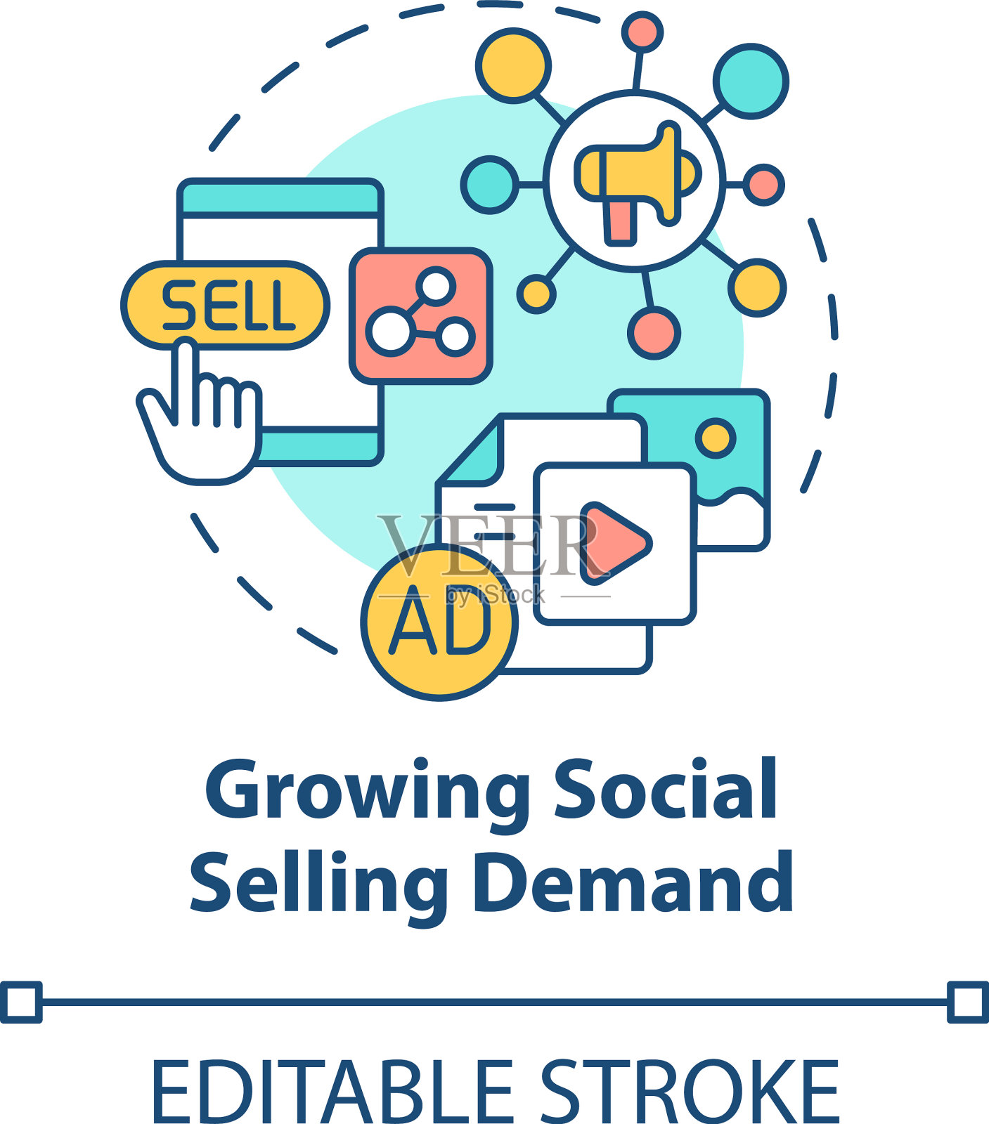 日益增长的社会销售需求概念图标插画图片素材