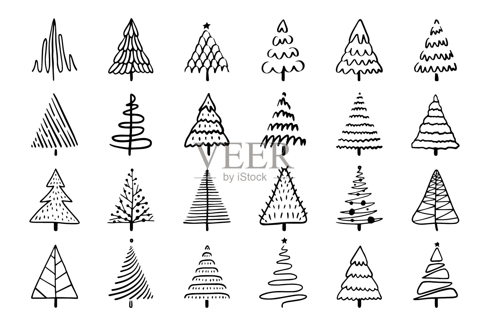圣诞树图标手绘涂鸦素描插画图片素材