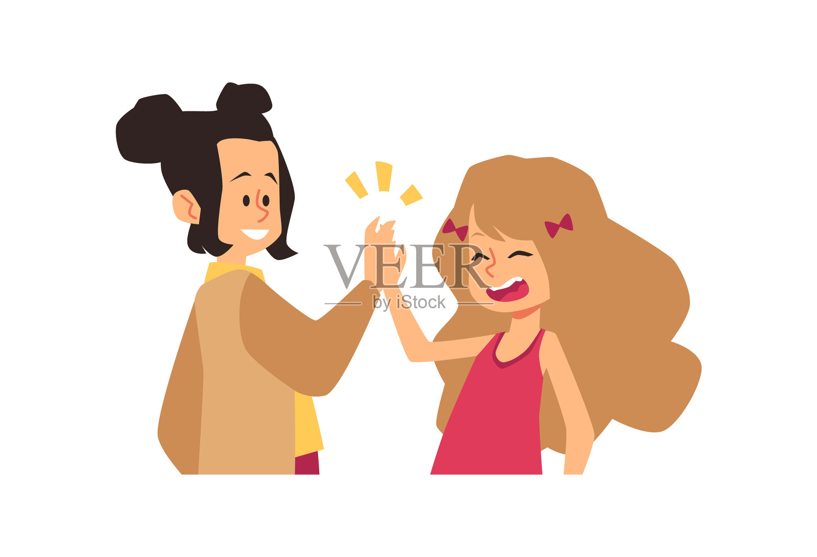 两个女孩互相击掌设计元素图片