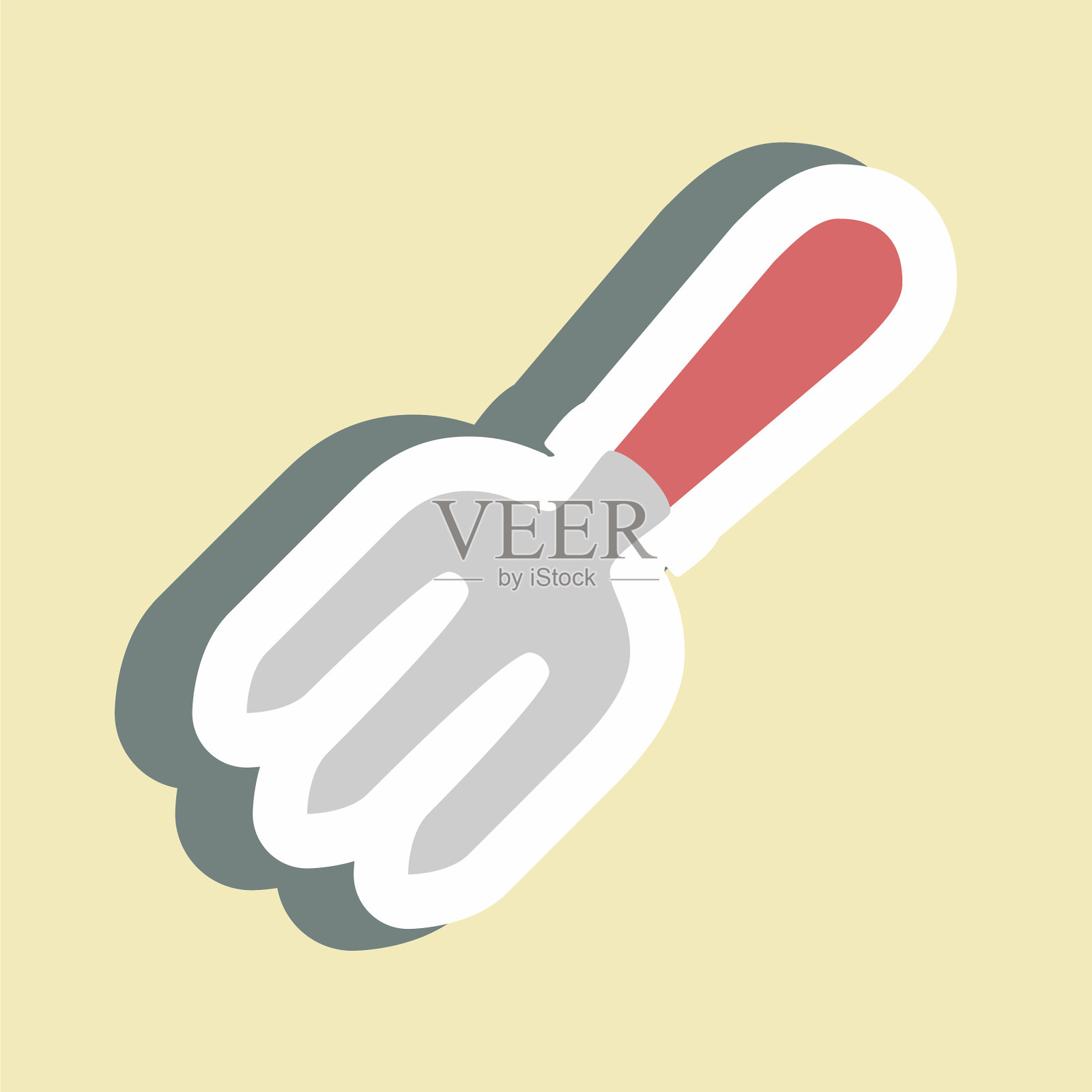 贴纸花园叉-简单的可编辑笔画插画图片素材