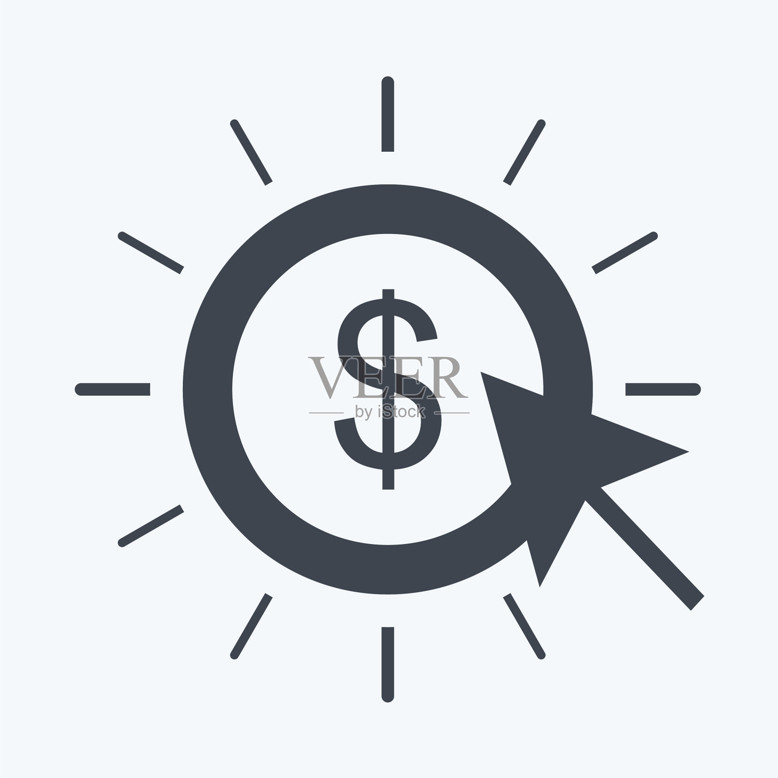 付费点击图标在时尚的字形风格孤立图标素材