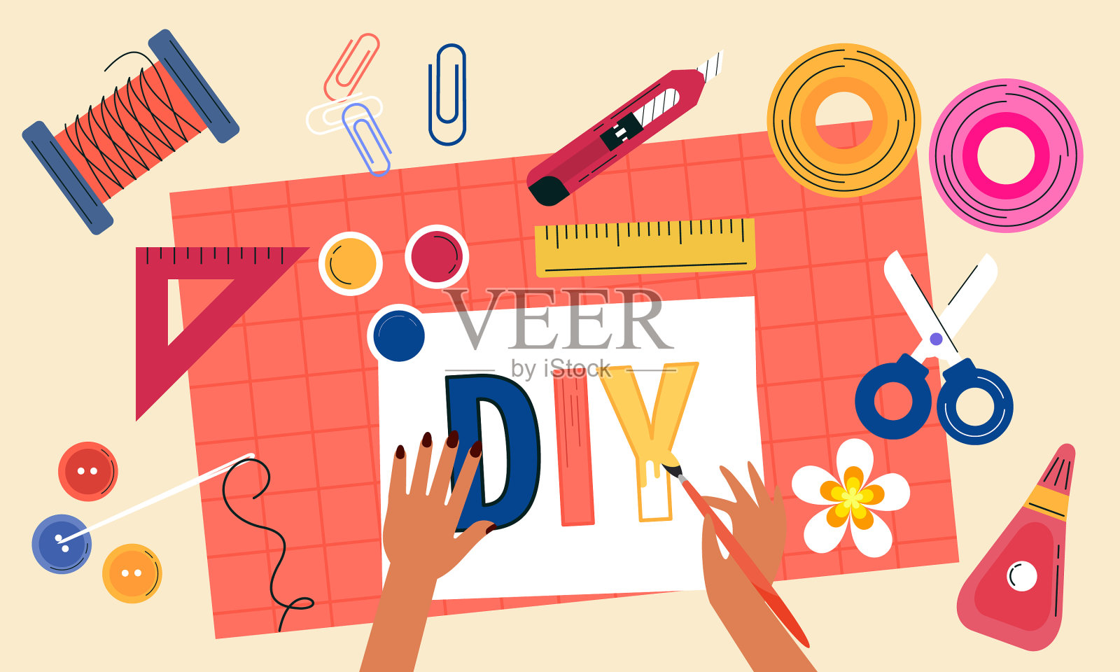 Diy创意工坊理念概念插画图片素材