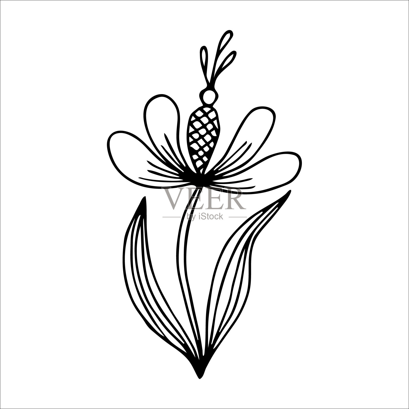 手绘花单涂鸦元素插画图片素材