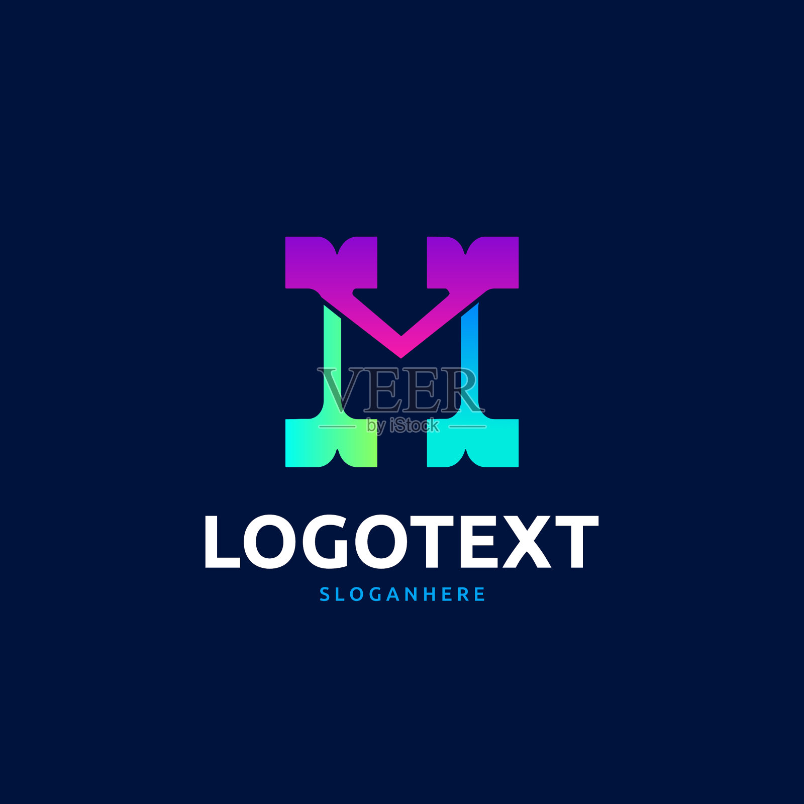 M字母彩色logo抽象设计M字母插画图片素材