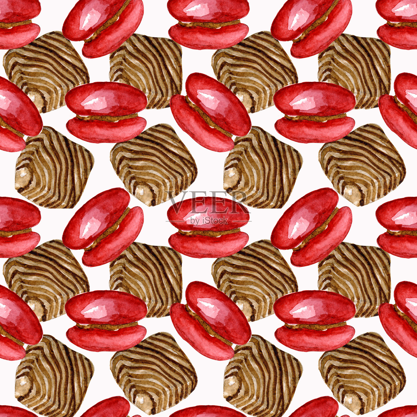 水彩图案咖啡及其制作和甜点插画图片素材