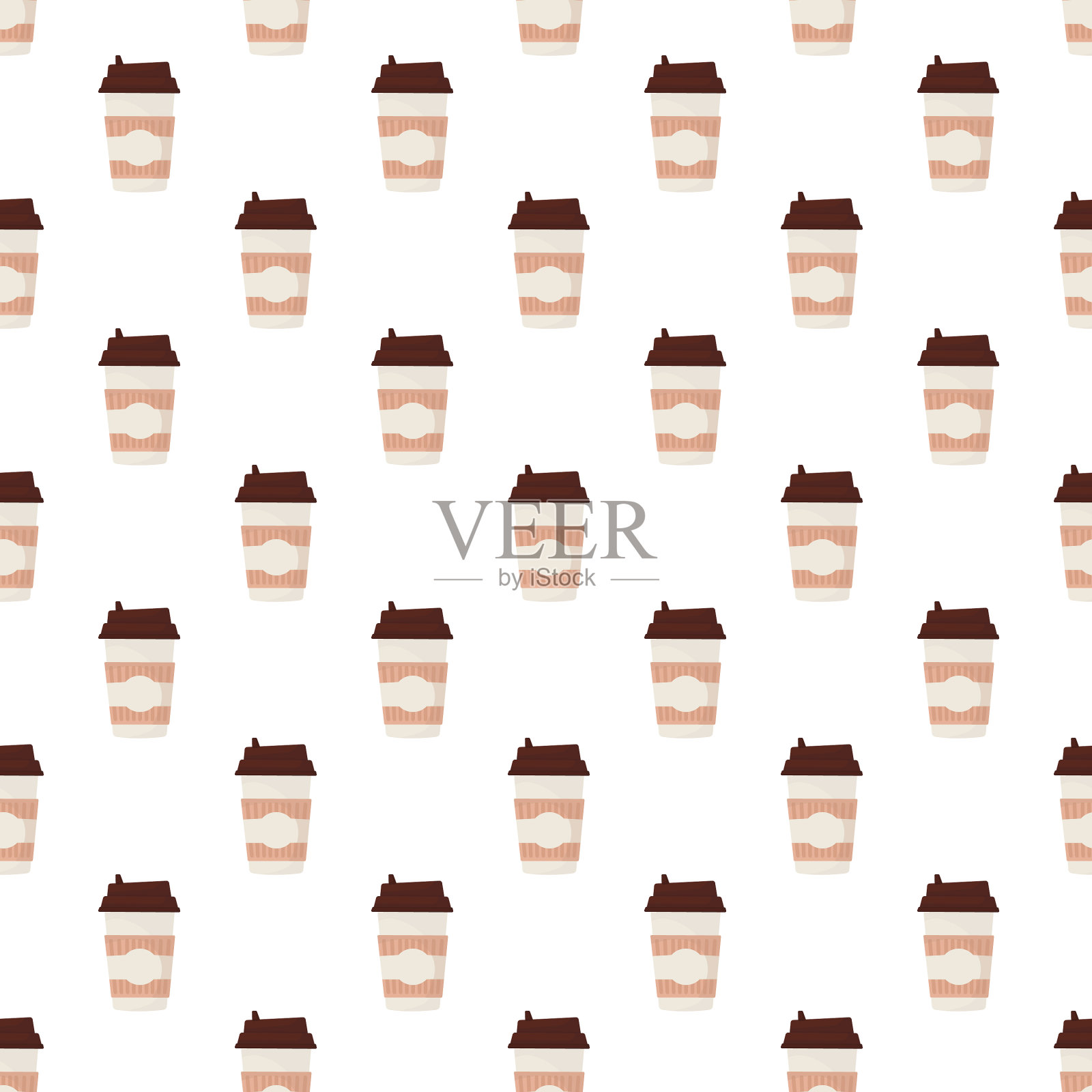 纸咖啡杯在3d风格的图案上的白色插画图片素材