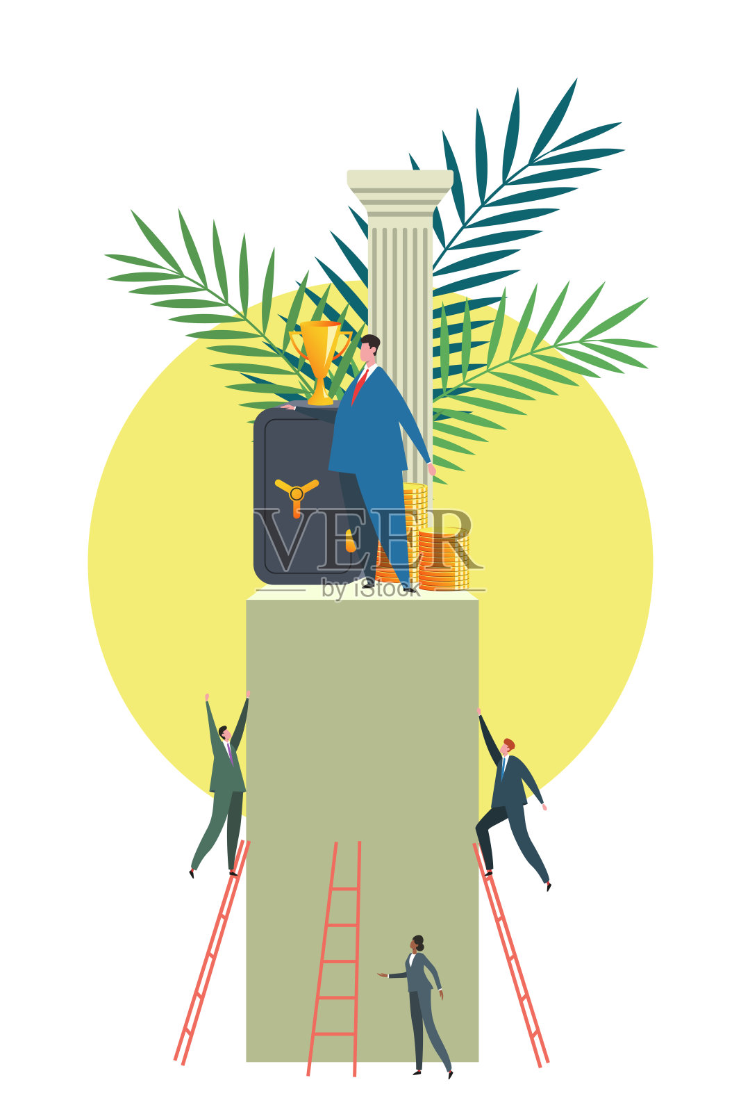 员工攀登职业阶梯矢量插图插画图片素材