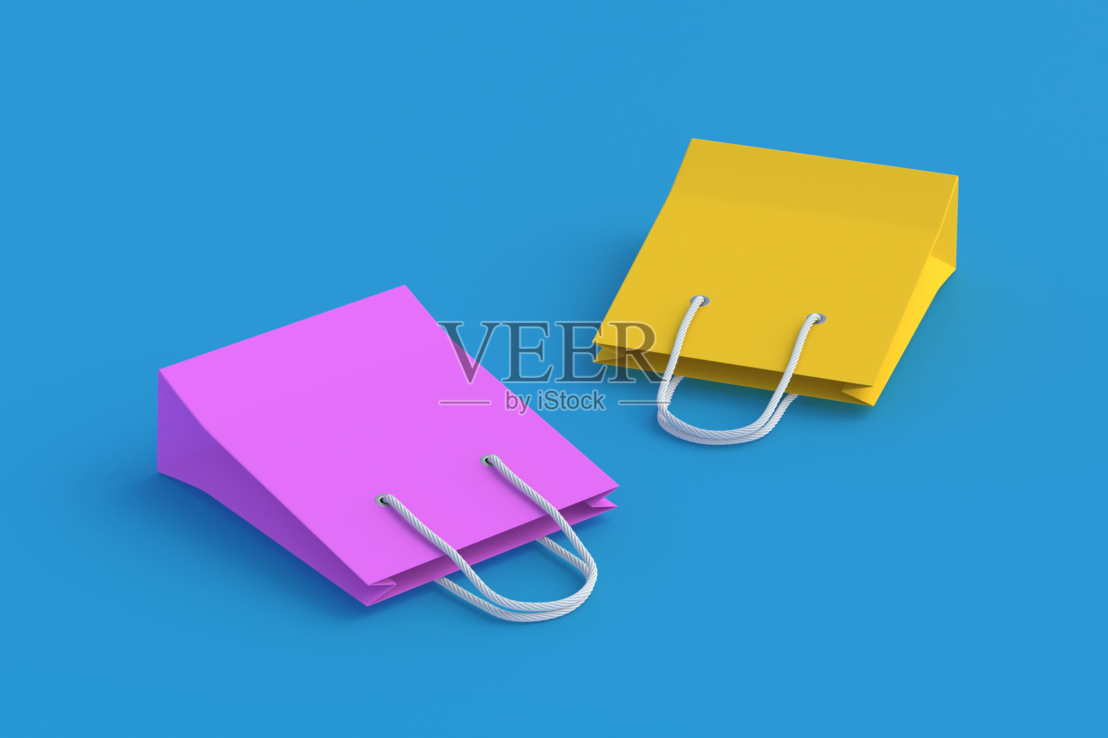 白纸购物袋。三维渲染照片摄影图片