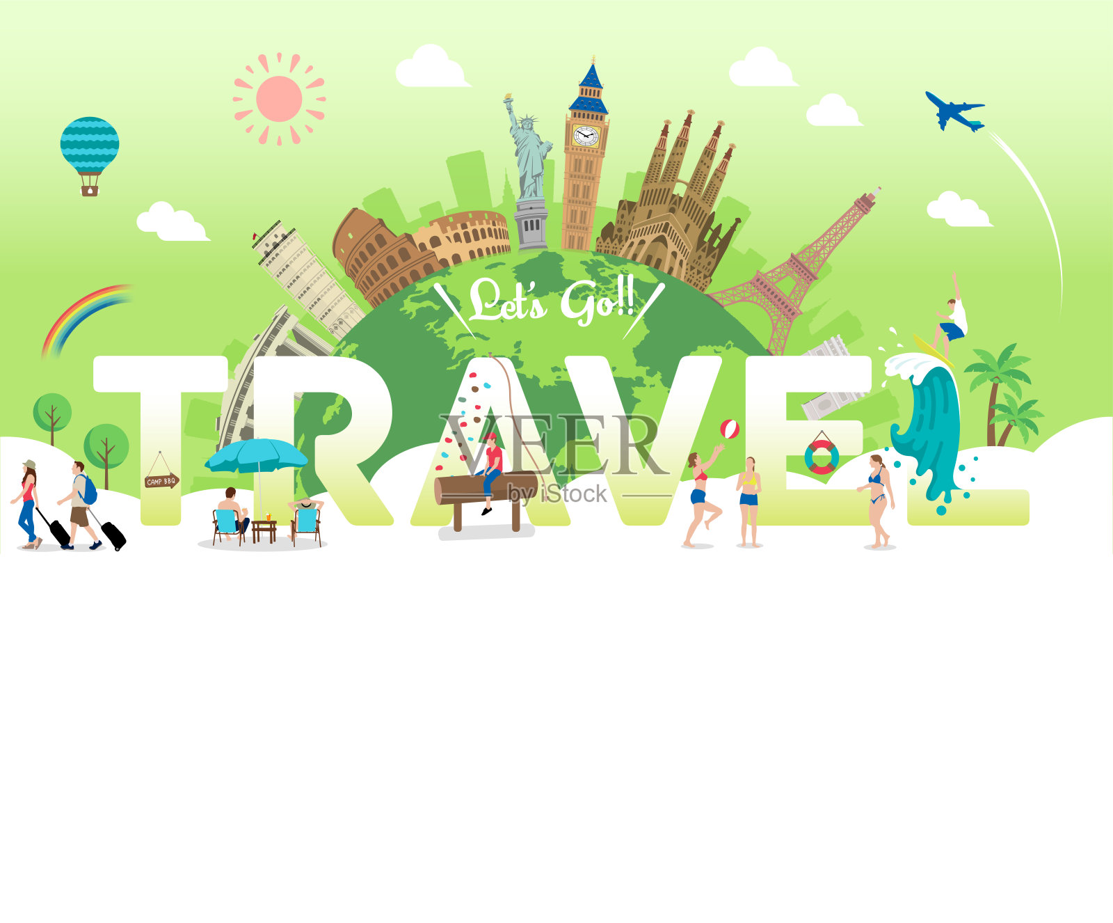 让我们去旅行矢量横幅插图插画图片素材