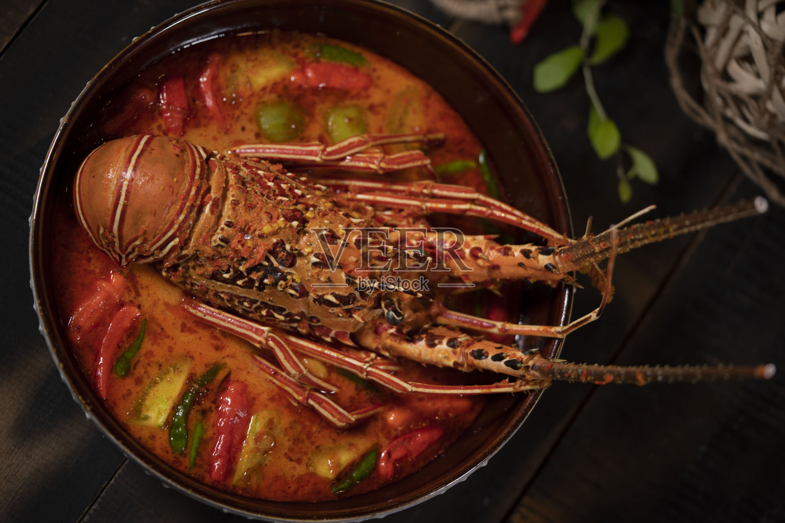 美味咖喱龙虾椰奶照片摄影图片