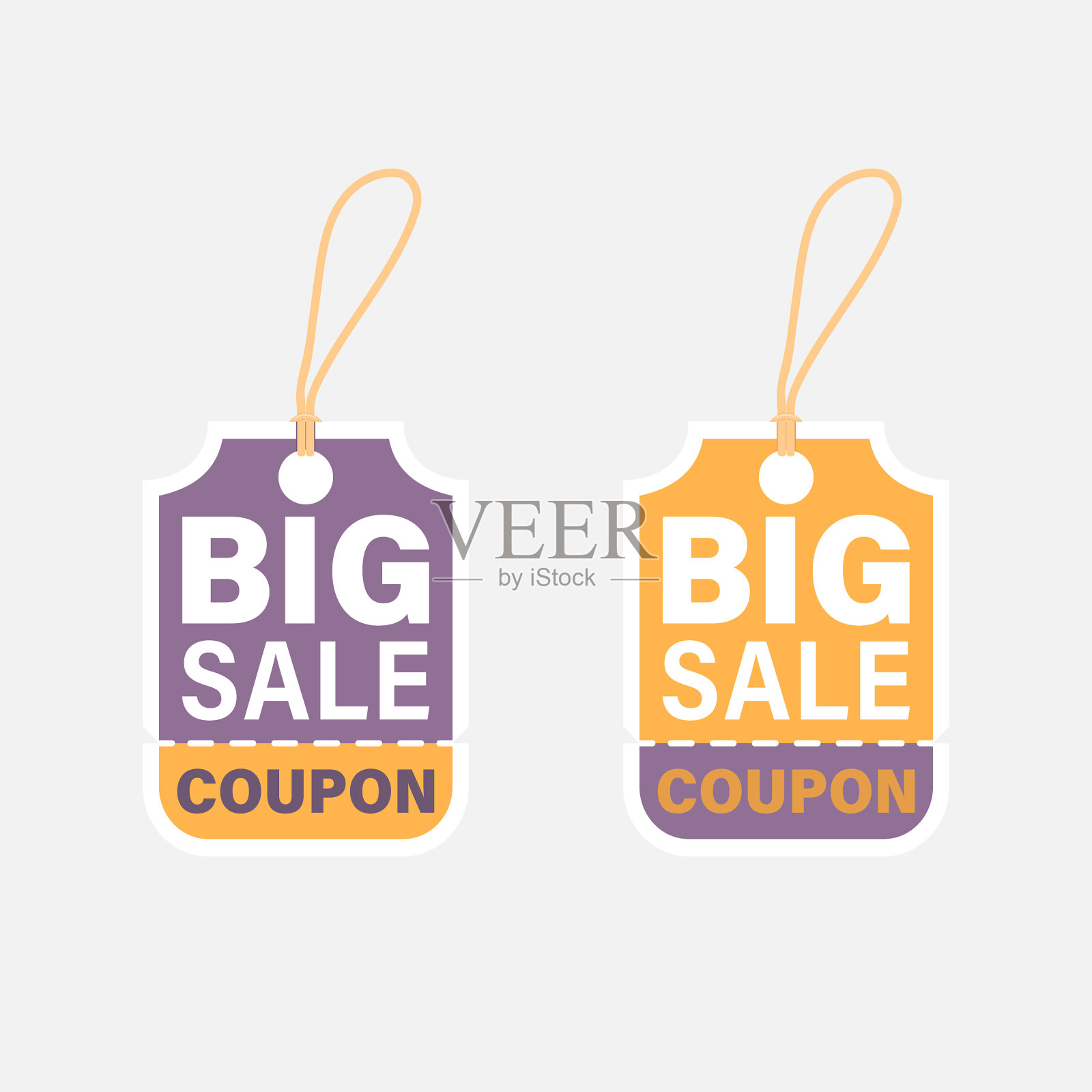 优惠券促销标签扁平化设计风格两种图标素材