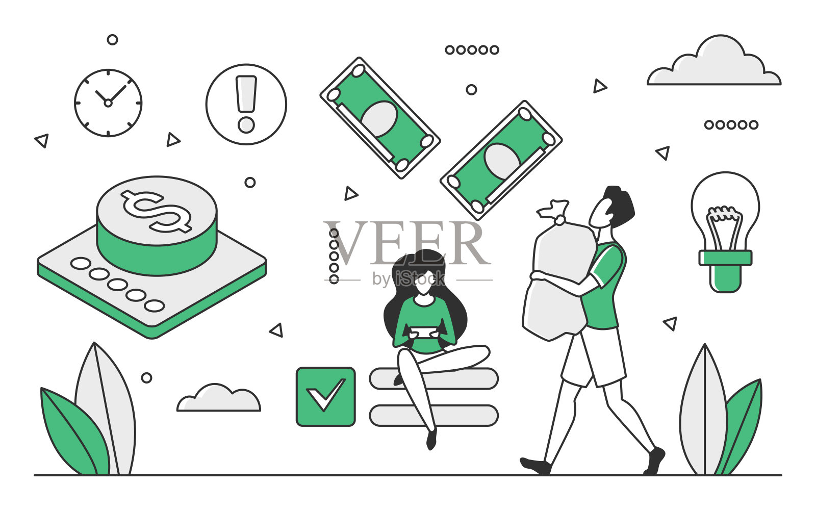 赚钱和赚钱插画图片素材