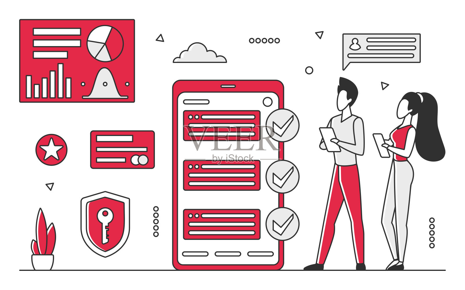 在线移动趋势报告插画图片素材