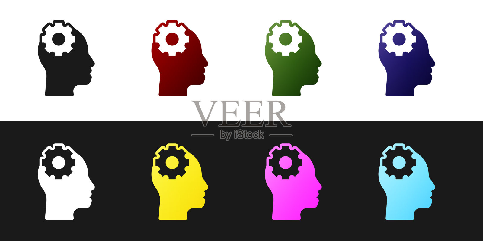 设置人的头部与齿轮内图标隔离图标素材