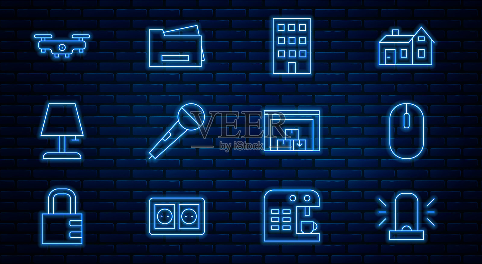 设定线闪光警报器电脑鼠标屋图标素材