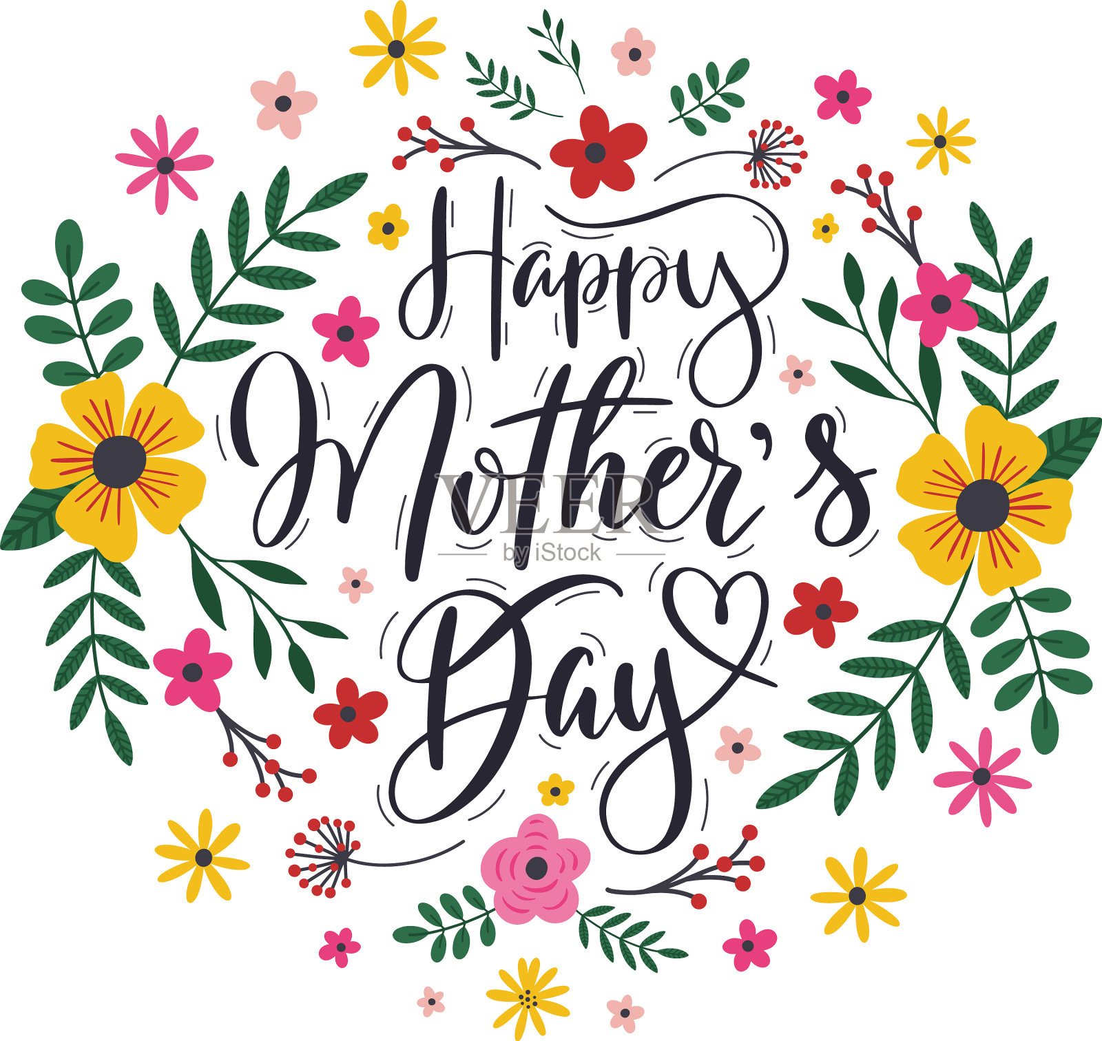 母亲节快乐手写书信问候设计元素图片