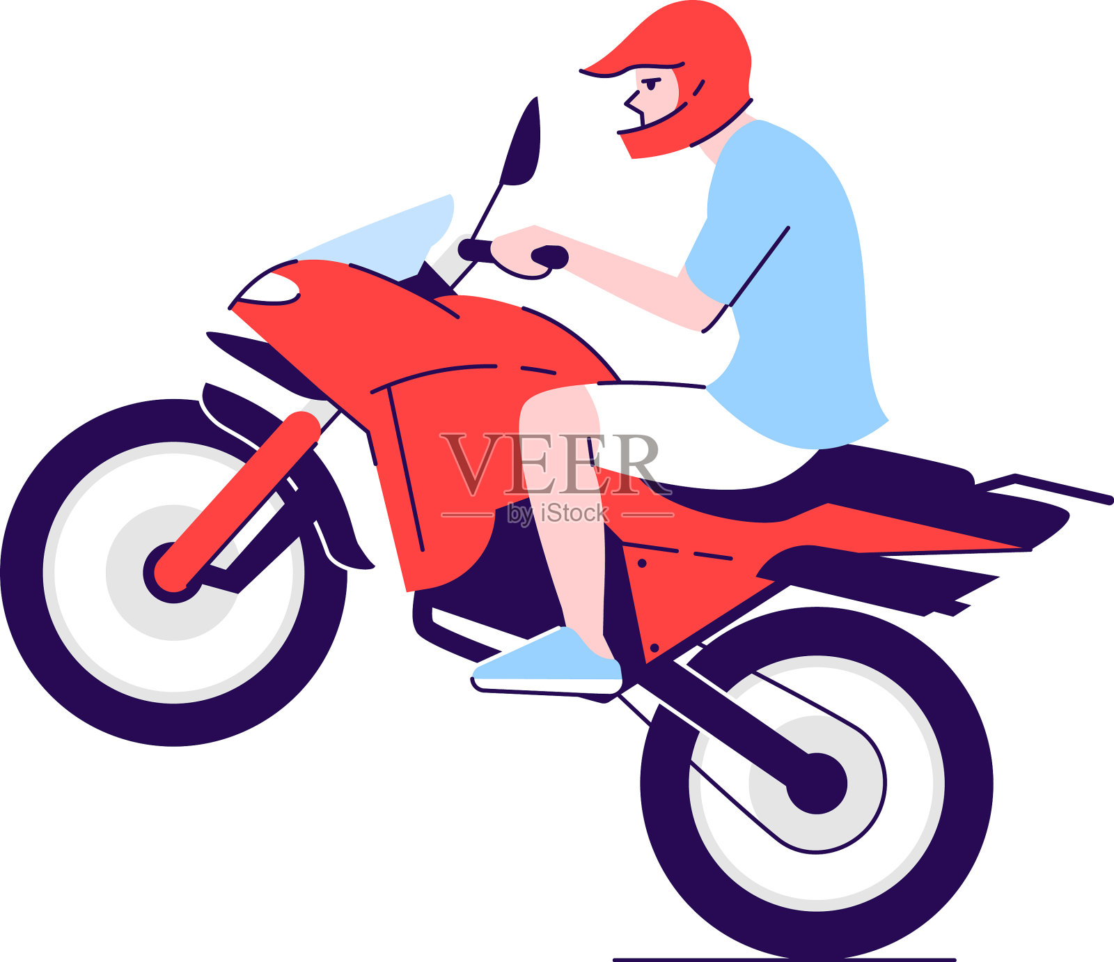 激进的司机骑摩托车半平RGB设计元素图片