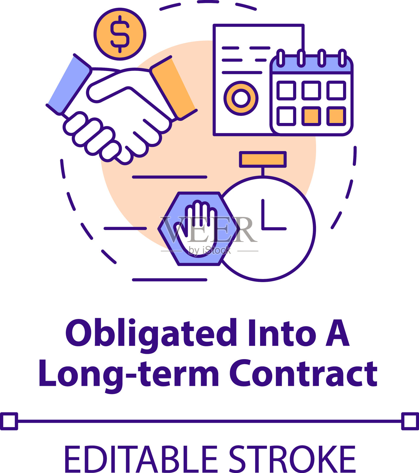 有义务成为长期合同概念图标插画图片素材