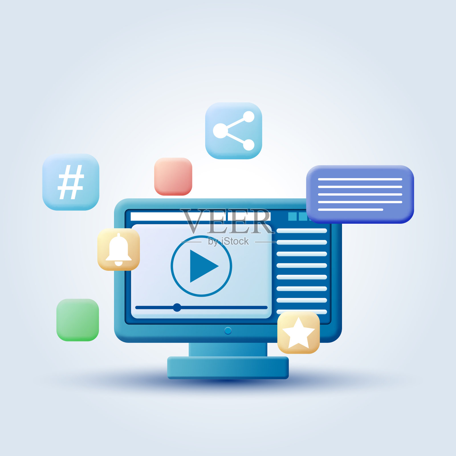 直播矢量概念图标素材