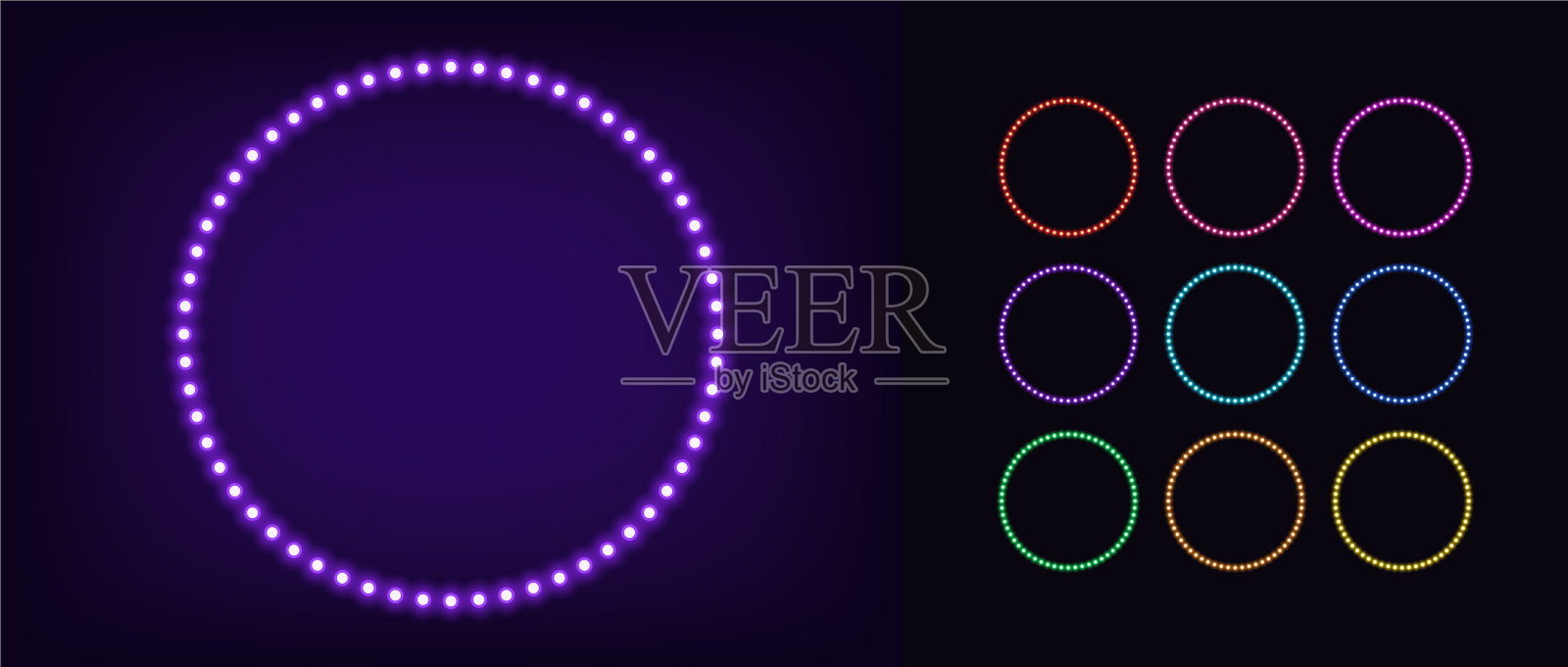 霓虹灯圈框,灯圈霓虹灯发光插画图片素材