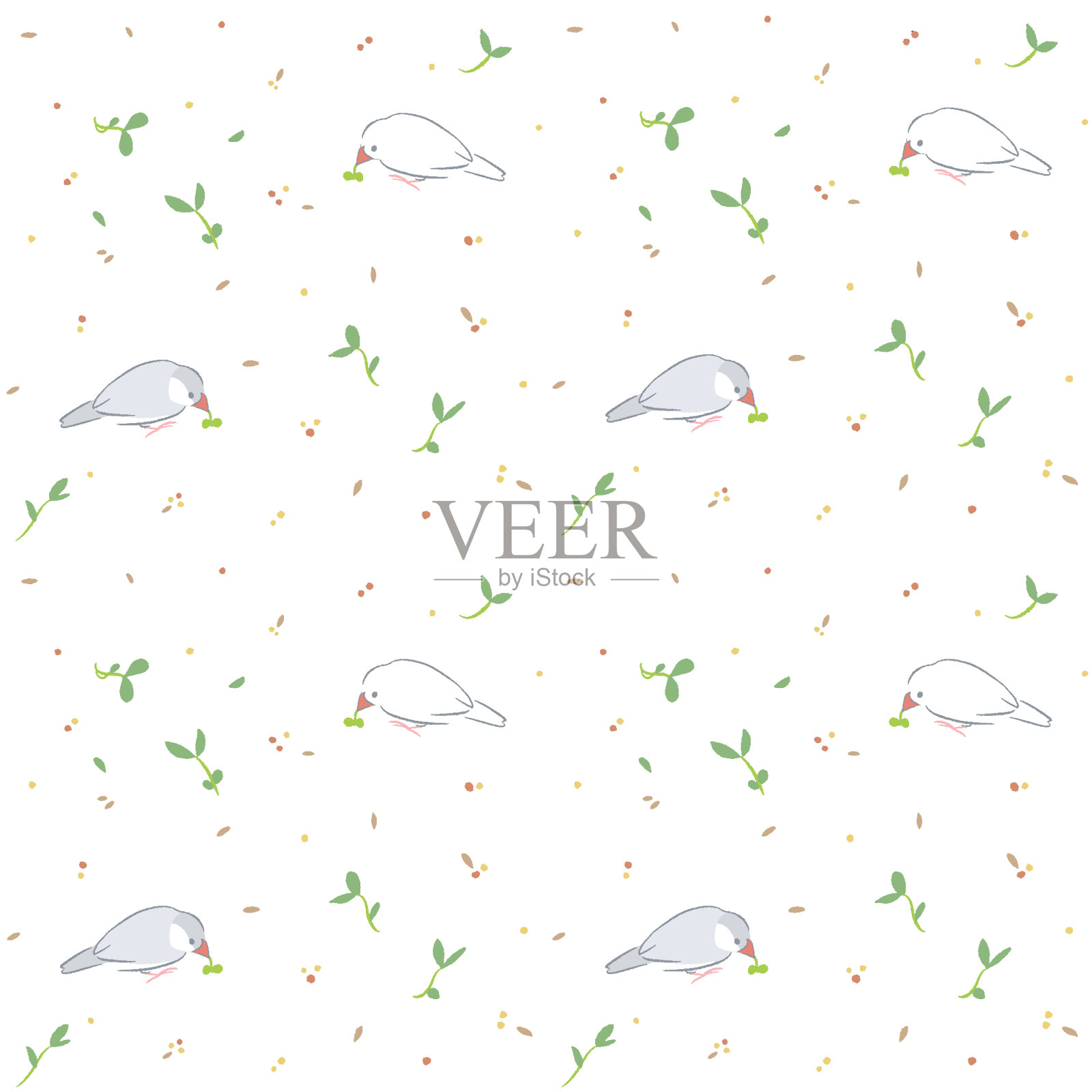 豆芽贼〔爪哇麻雀及豆芽图案〕插画图片素材