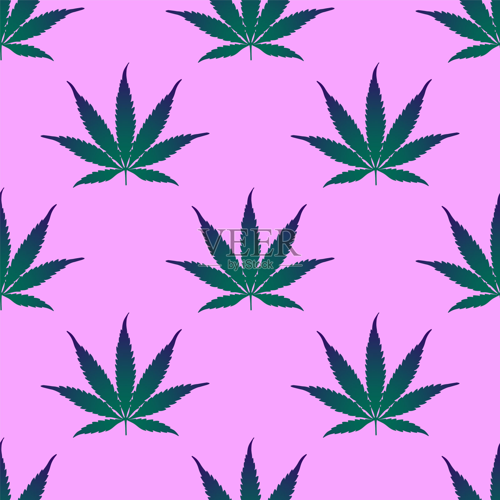 淡紫色背景上的大麻叶子图案插画图片素材