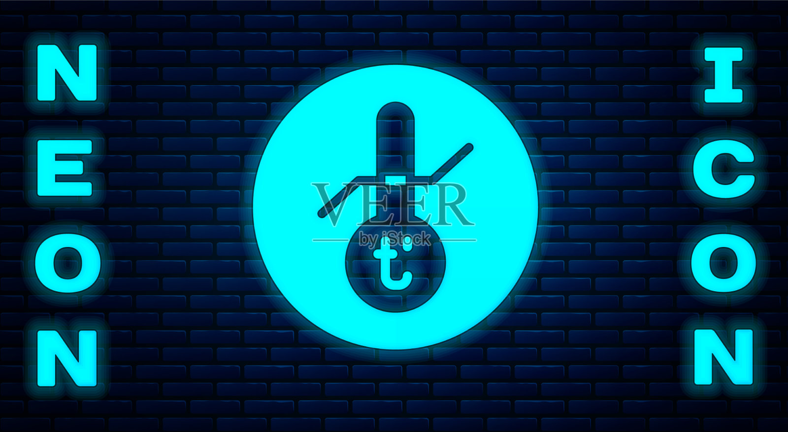 发光的霓虹灯气象温度计测量插画图片素材