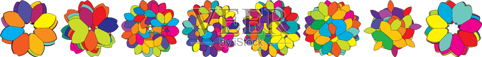 七彩神圣几何图标抽象莲花插画图片素材