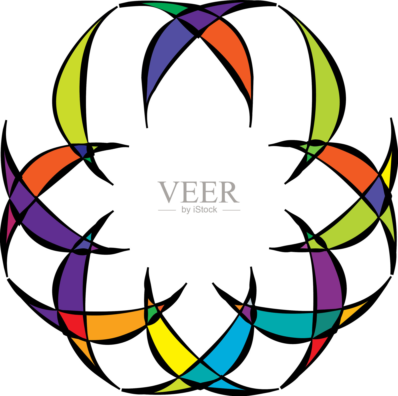 辐射曼荼罗圆形几何图案图标插画图片素材