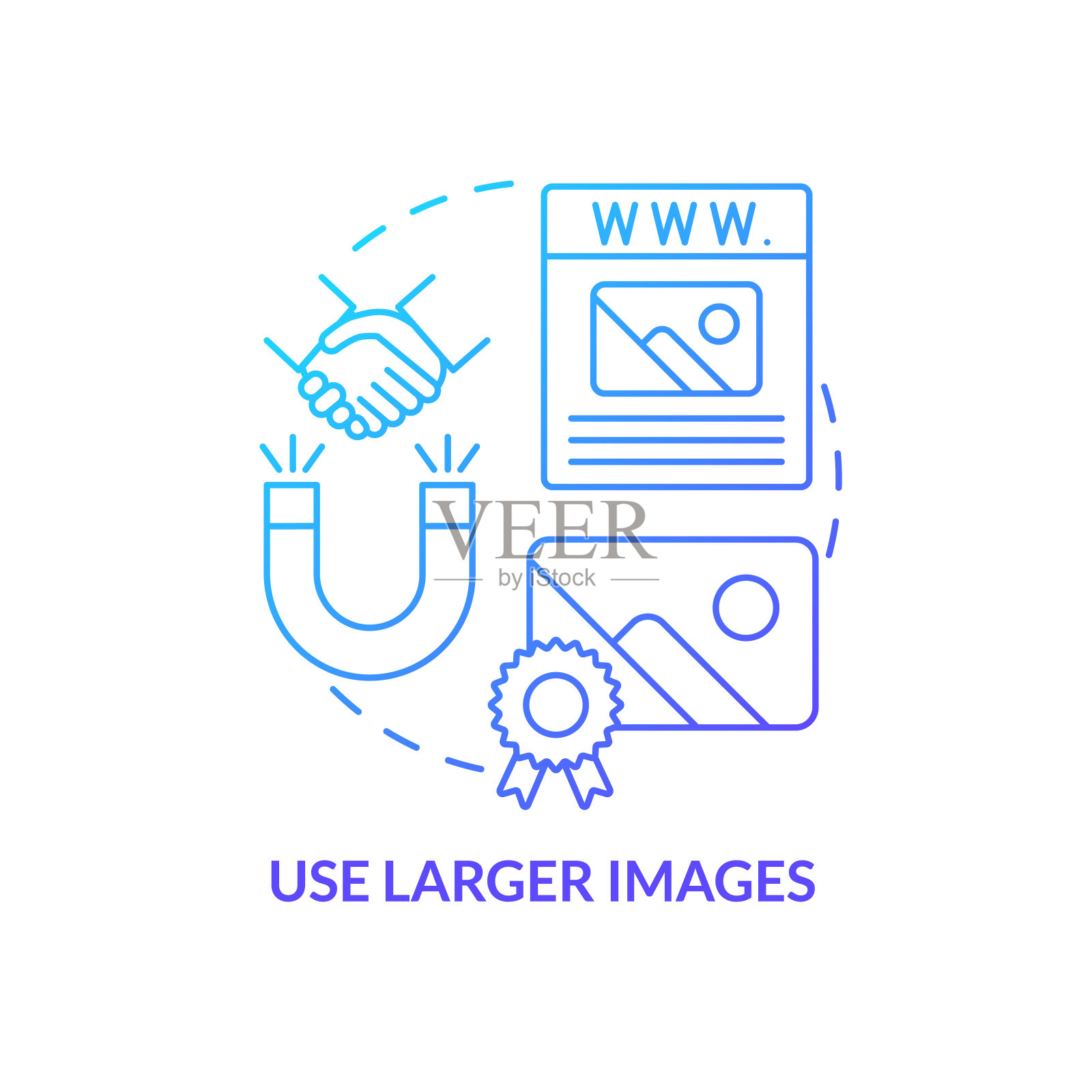 使用较大的图像蓝色渐变概念图标图标素材