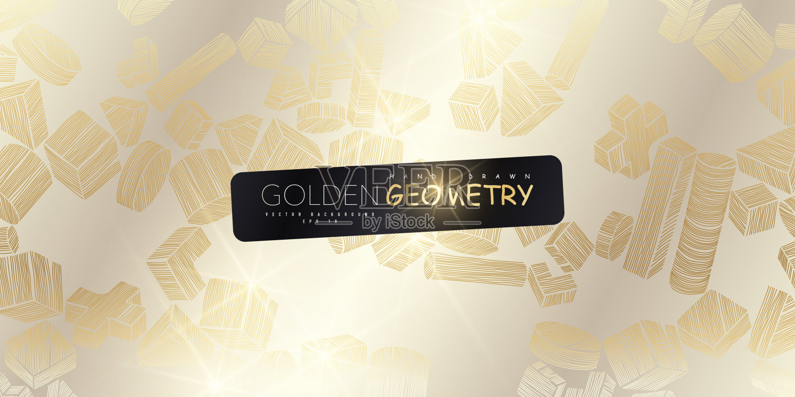 金色几何抽象图案。豪华的金色线性装饰。高级设计的壁纸,丝绸织物和装饰。矢量插图。插画图片素材