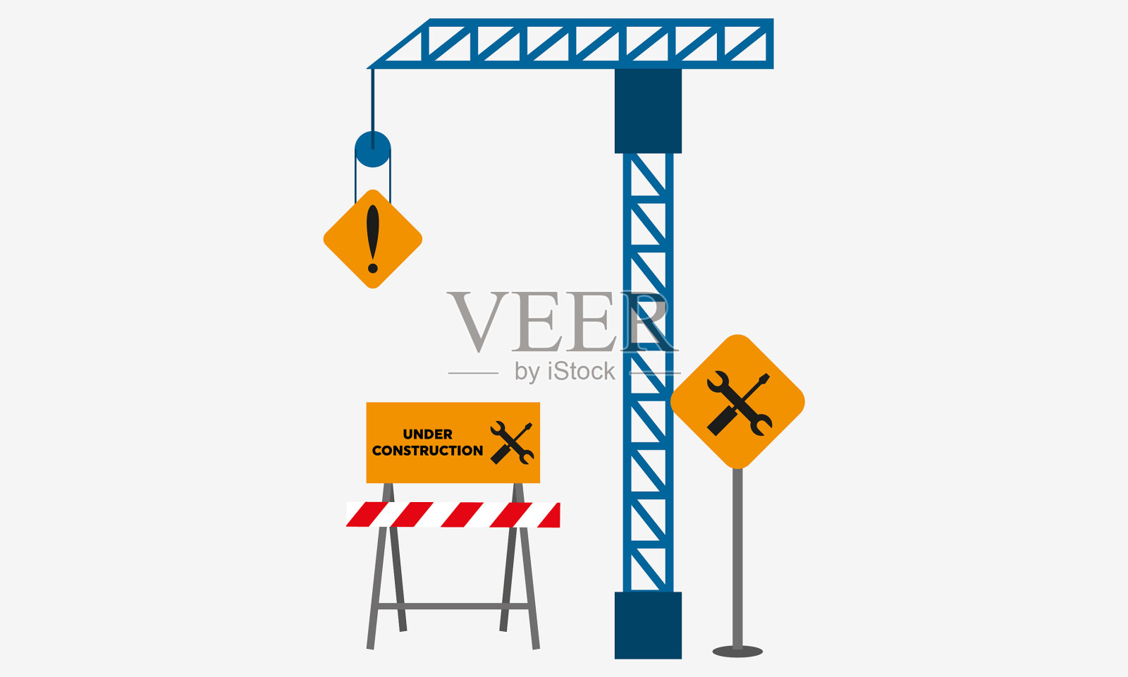施工板上警示图标插画图片素材