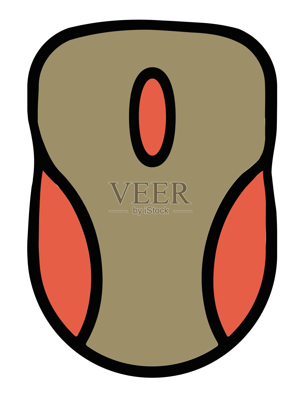 电脑鼠标的图解,一种手持的指向设备。向量,卡通,绘画。插画图片素材