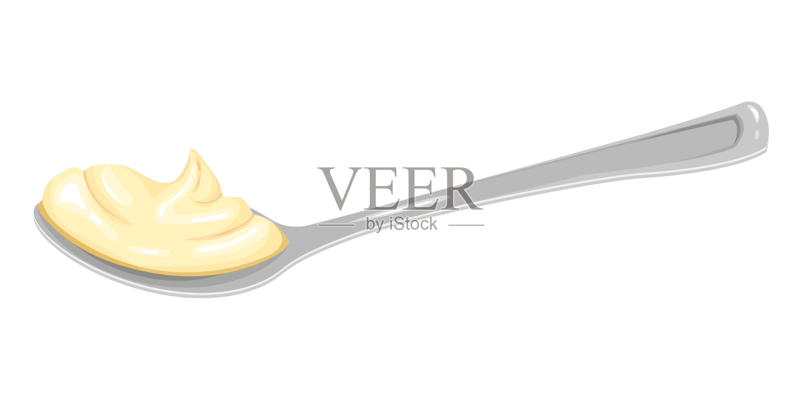 卡通勺子加蛋黄酱插画图片素材