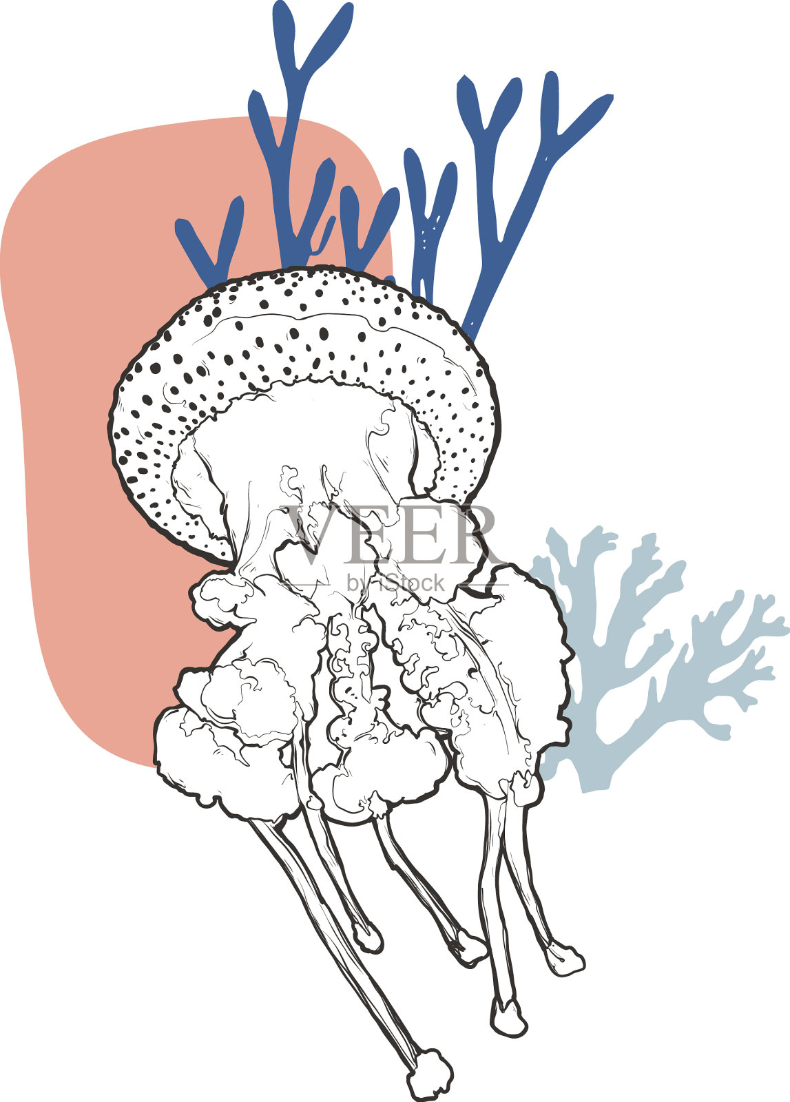 珊瑚扁平的美杜莎设计元素图片