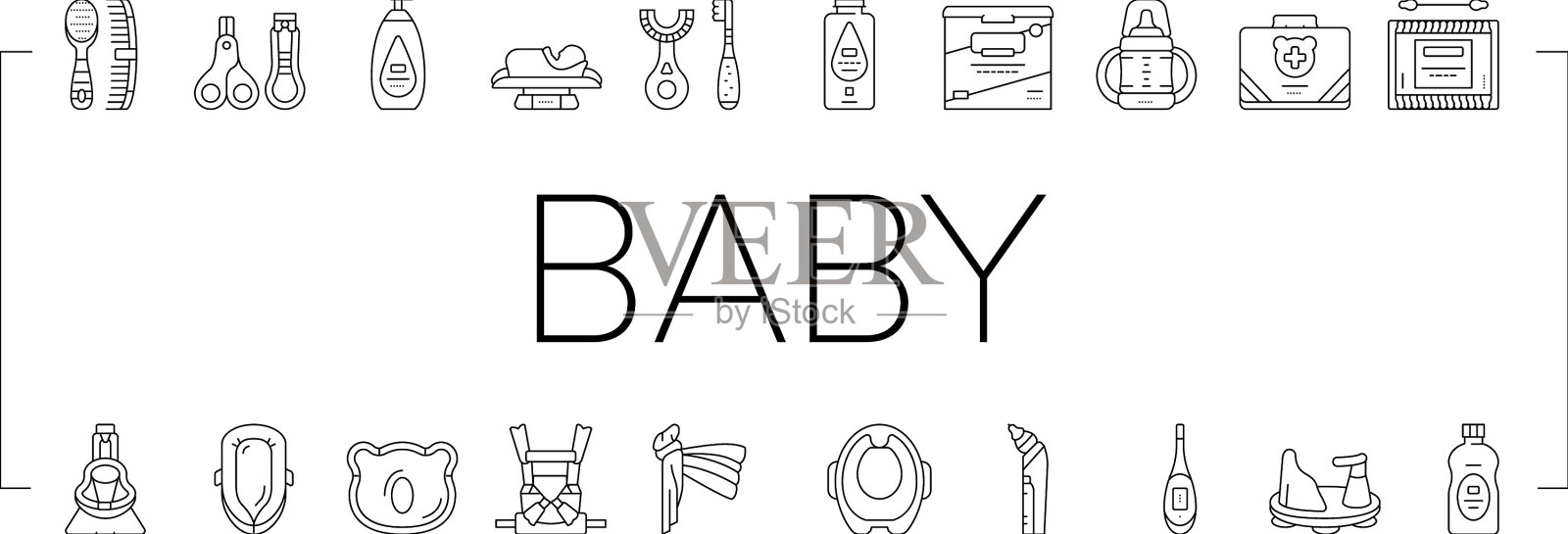 婴儿配件和设备图标集图标素材