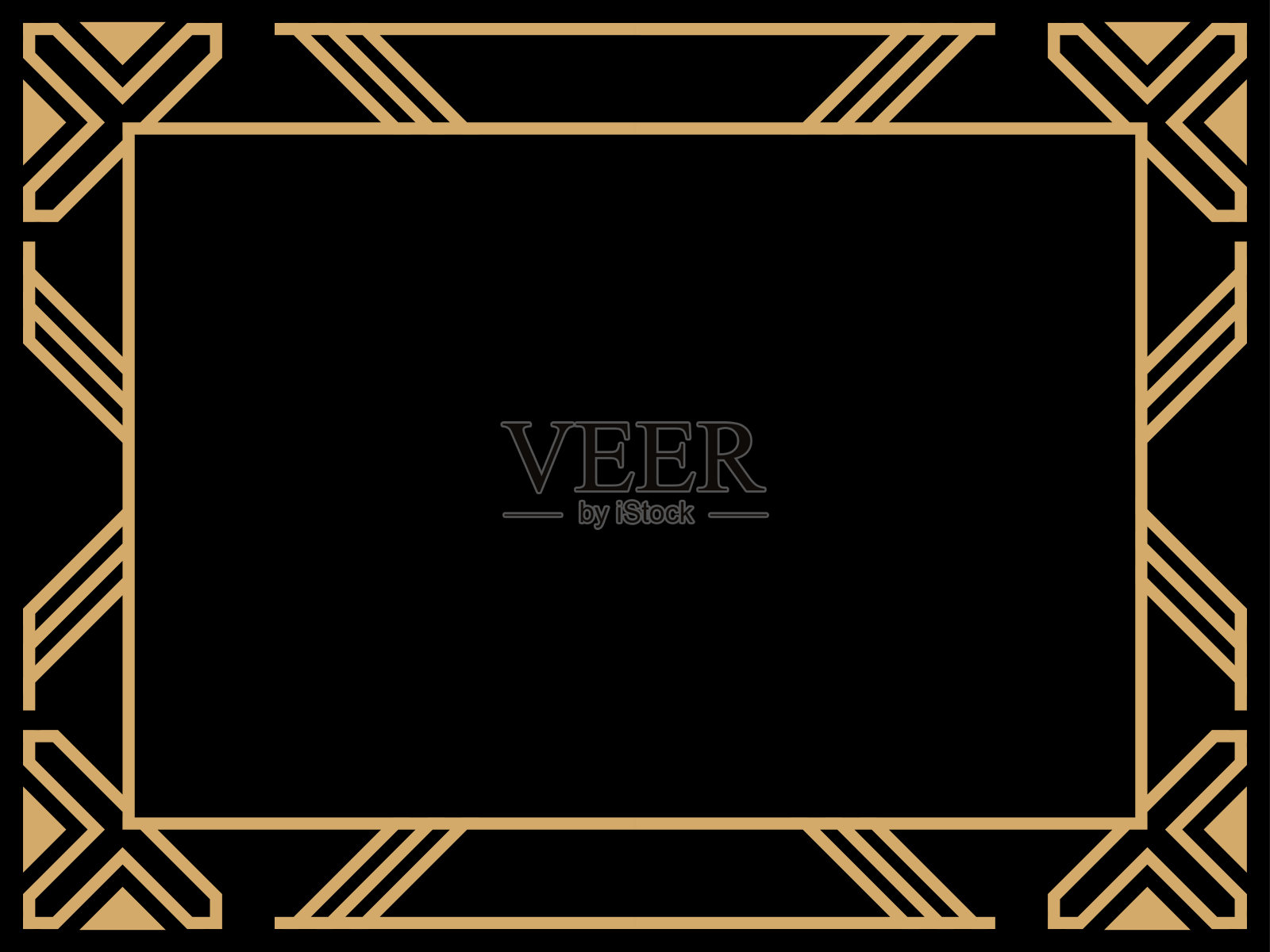 艺术装饰风格的框架。的线性边界。为邀请、传单和贺卡设计一个模板。几何金色的框架。20世纪20 - 30年代的风格。矢量图插画图片素材