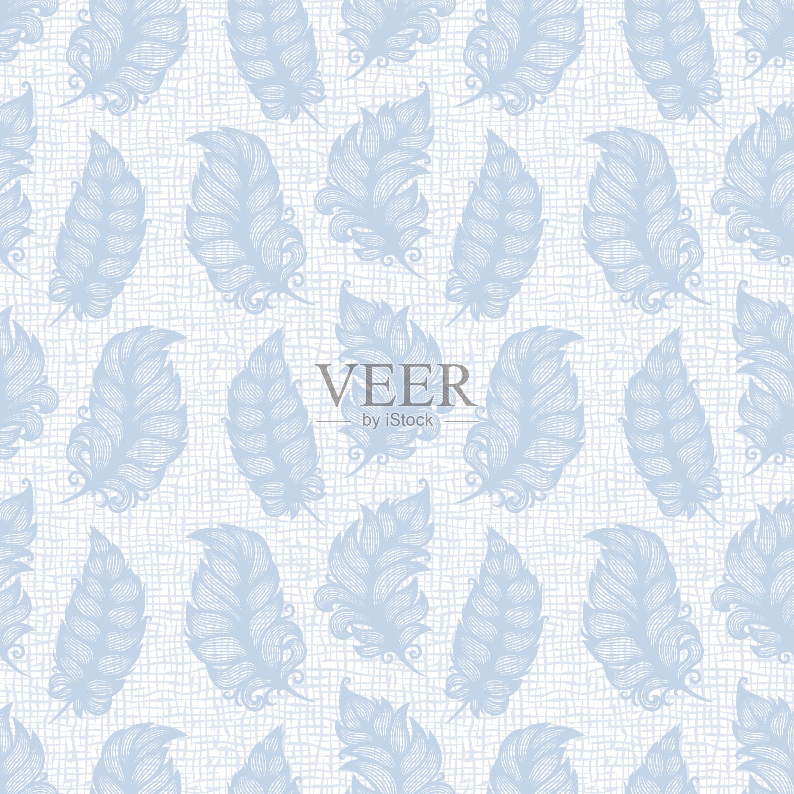 带有装饰羽毛的无缝图案。插画图片素材