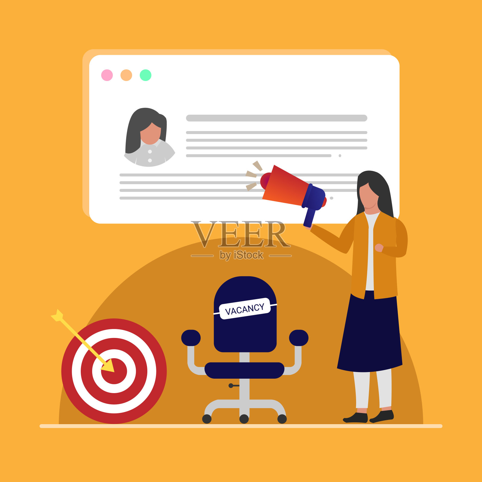 人力资源-女商人,动机,灵感和指导,指导和指导矢量插图。职业发展和自我实现。插画图片素材