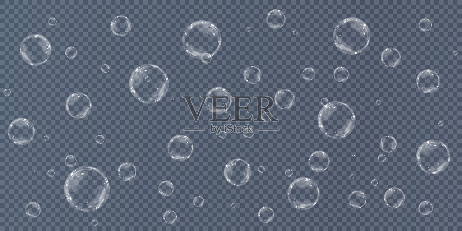收集现实的肥皂泡。气泡位于透明的背景上。矢量飞行肥皂泡插画图片素材