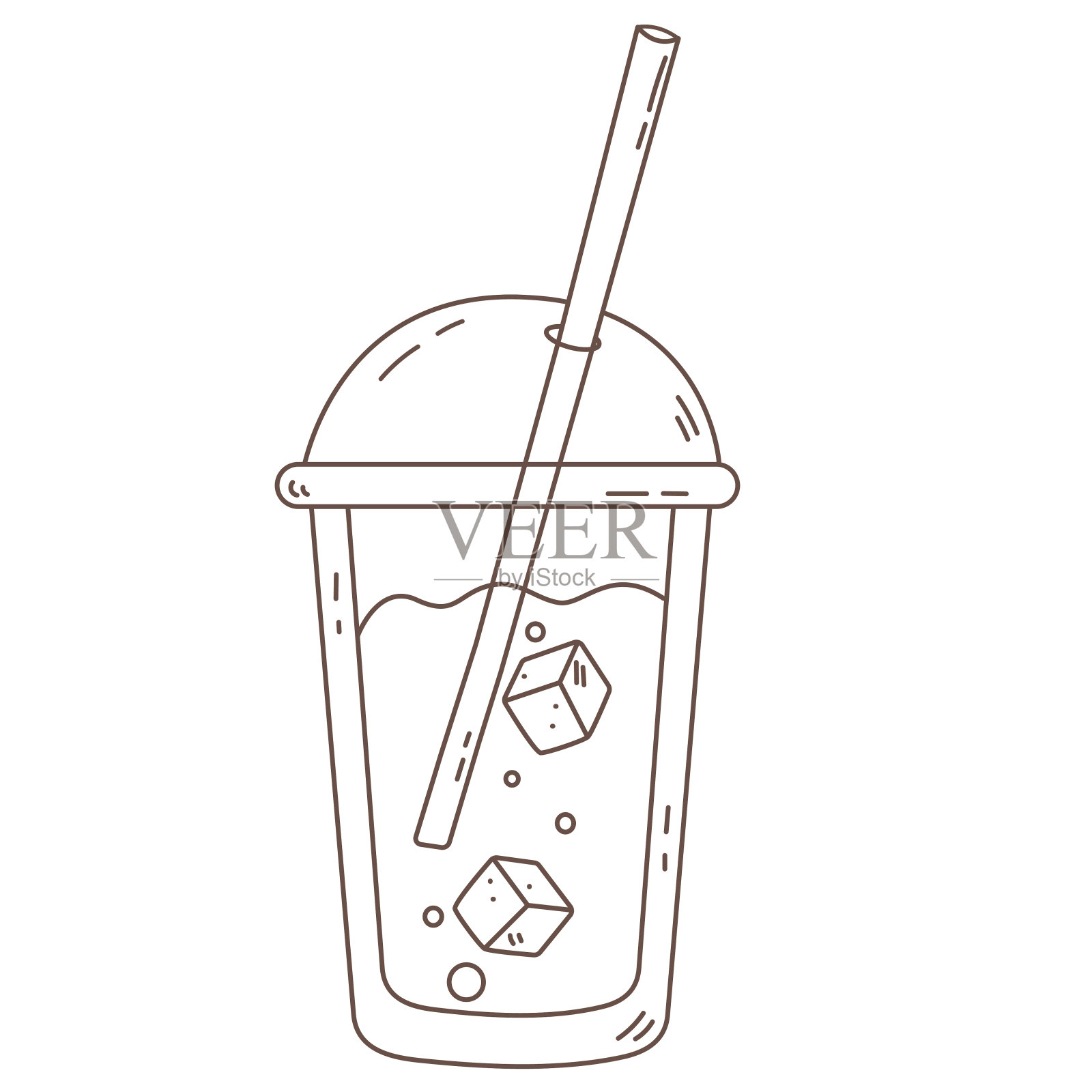 饮料加冰和吸管涂鸦插画图片素材