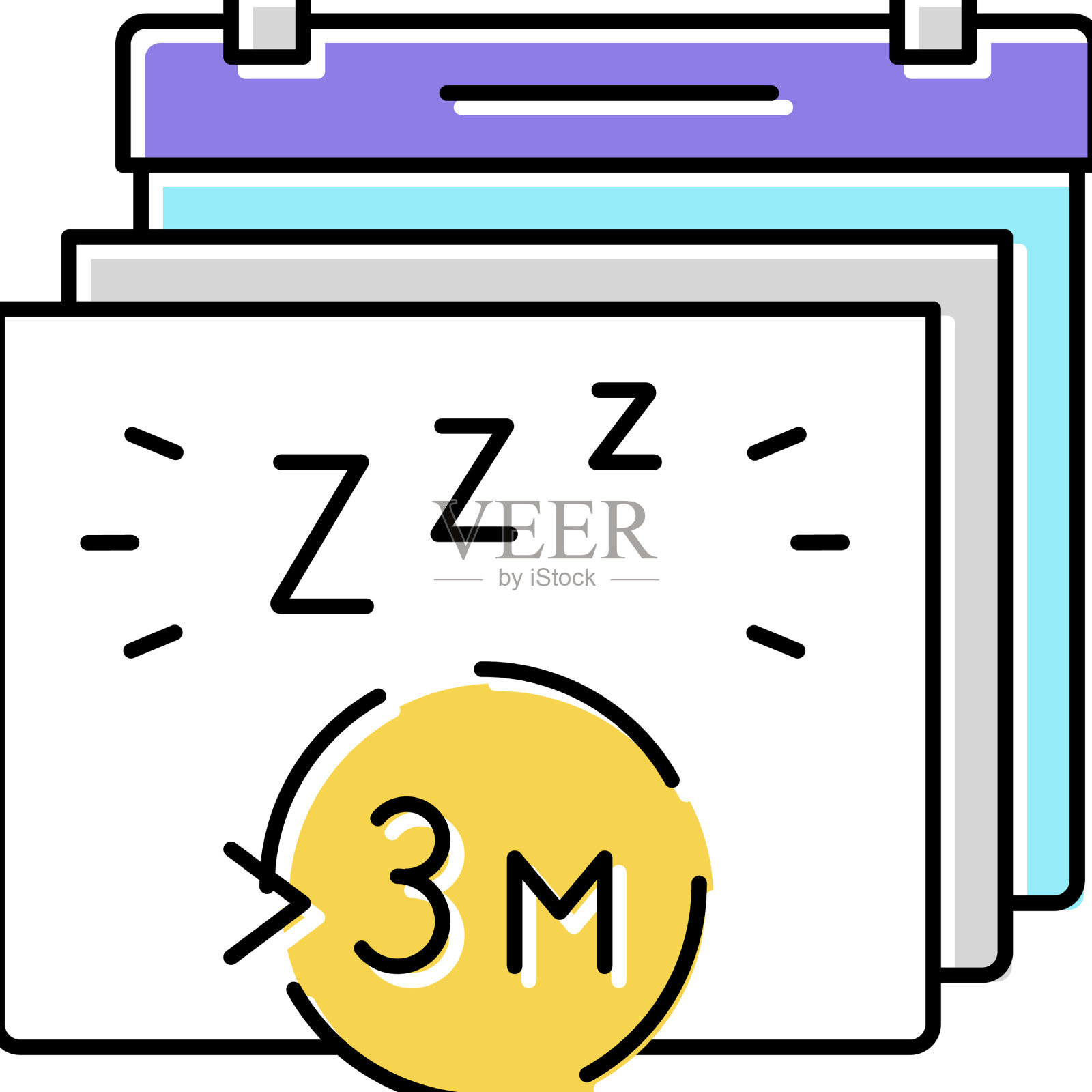 慢性失眠彩色图标设计元素图片