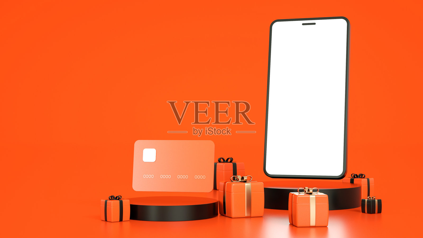 电话和信用卡模型的交易和网上购物3D - 3D渲染照片摄影图片