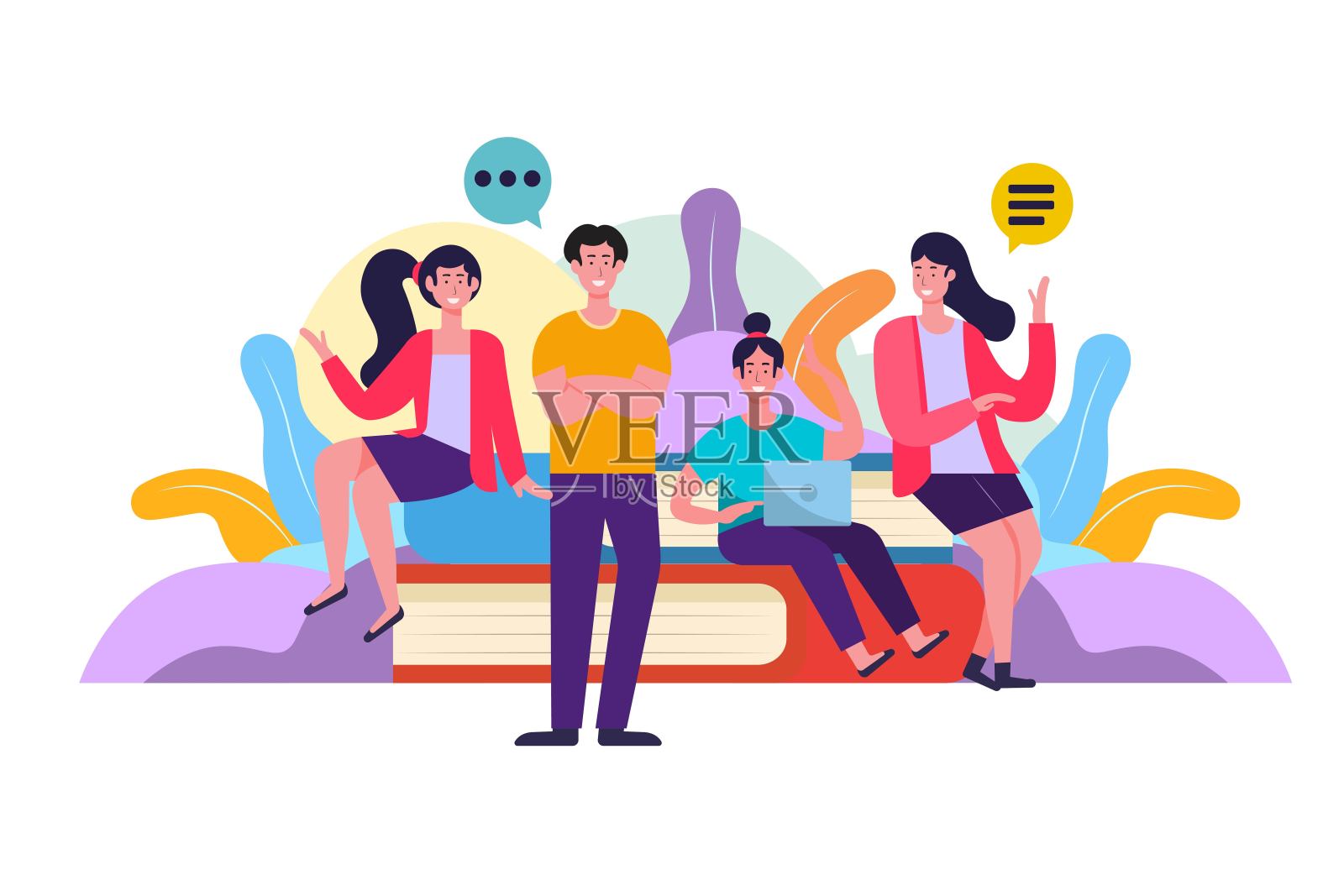 少年读书。插画图片素材