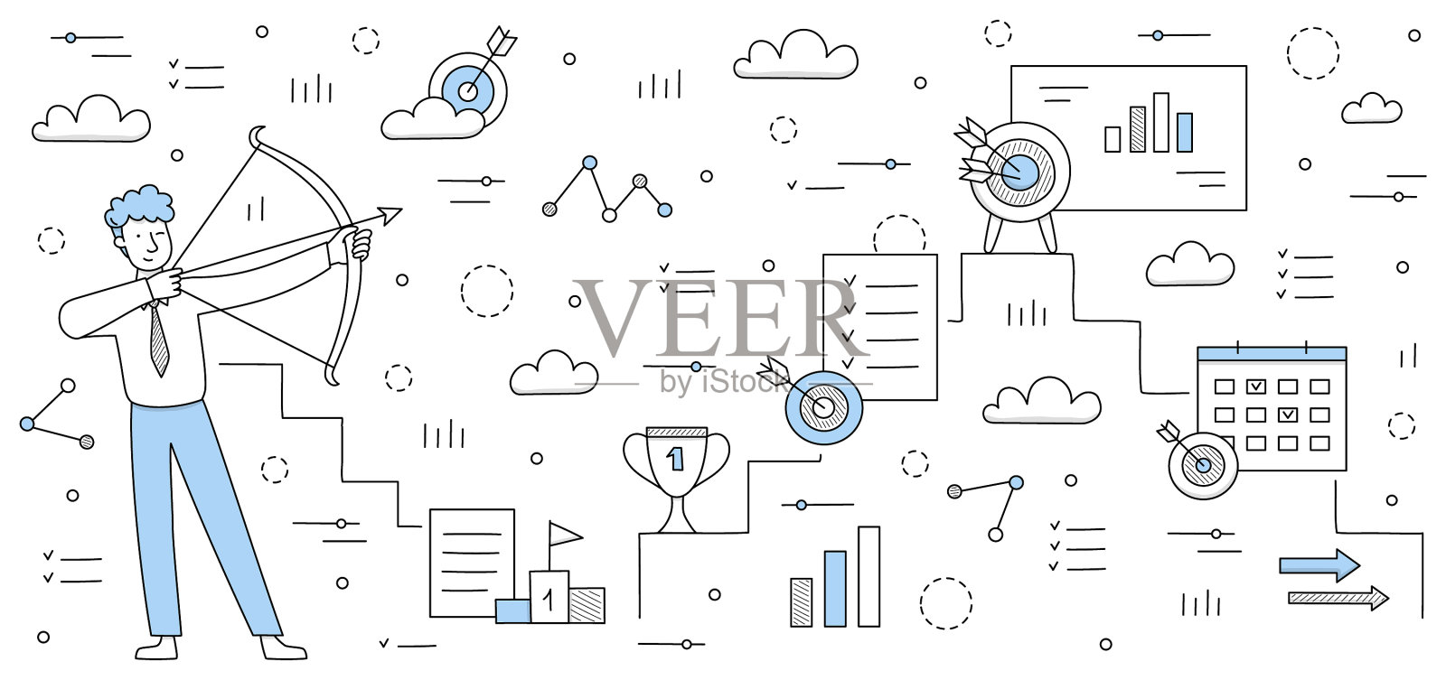 企业目标坚韧成功的市场战略插画图片素材